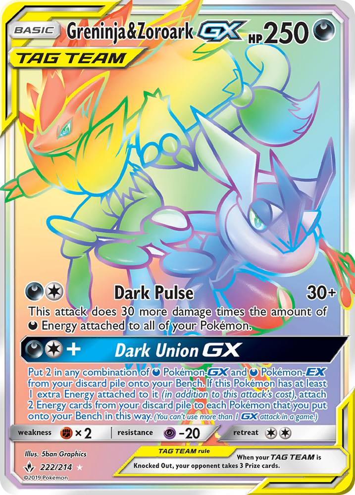 Pokemon | Greninja & Zoroark GX (222/214) [Sun & Moon: Unbroken Bonds] | The Nerd Merchant