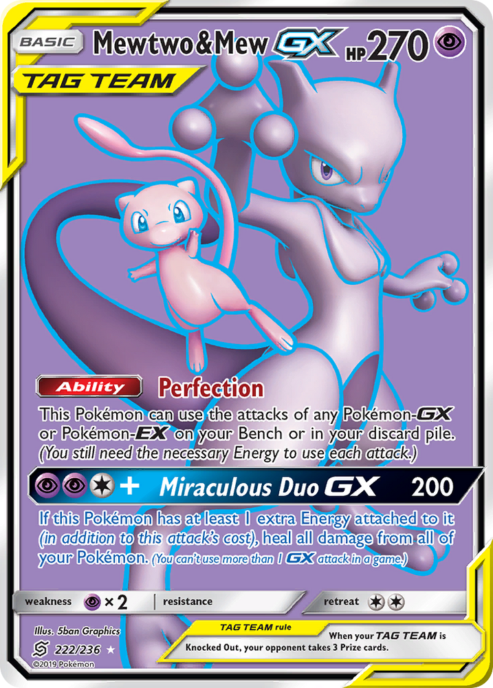 Pokemon | Mewtwo & Mew GX (222/236) [Sun & Moon: Unified Minds] | The Nerd Merchant