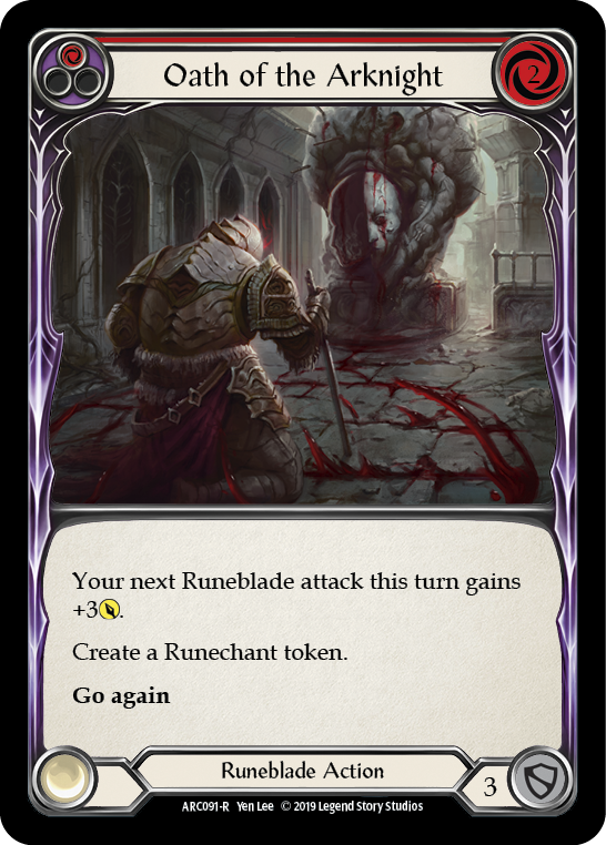 Flesh and Blood TCG | Oath of the Arknight (Red) [ARC091-R] (Arcane Rising)  1st Edition Rainbow Foil | The Nerd Merchant