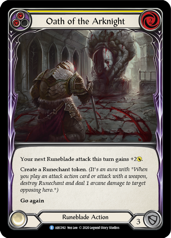 Flesh and Blood TCG | Oath of the Arknight (Yellow) [U-ARC092] (Arcane Rising Unlimited)  Unlimited Rainbow Foil | The Nerd Merchant
