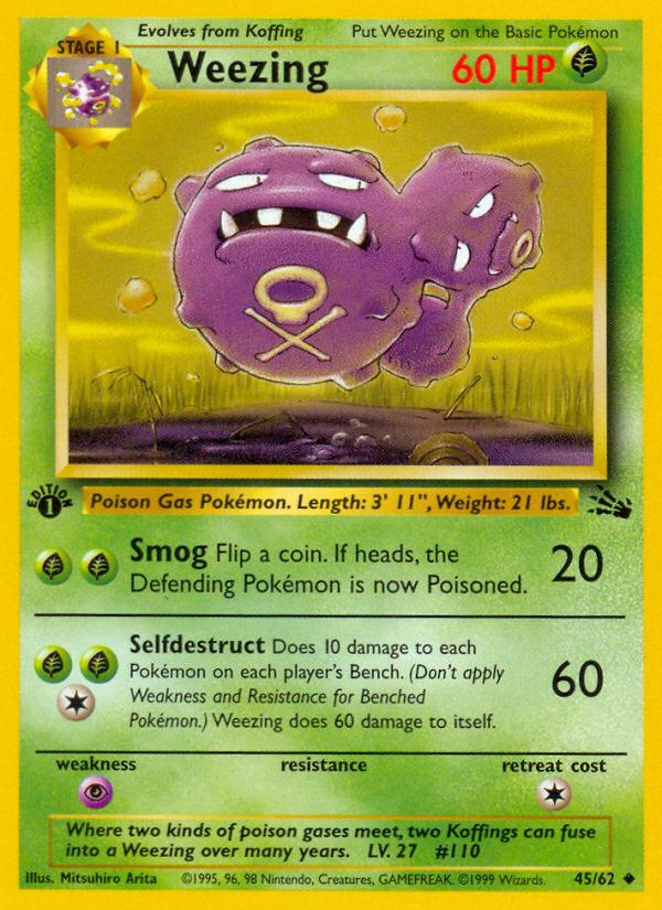 Pokemon | Weezing (45/62) [Fossil 1st Edition] | The Nerd Merchant