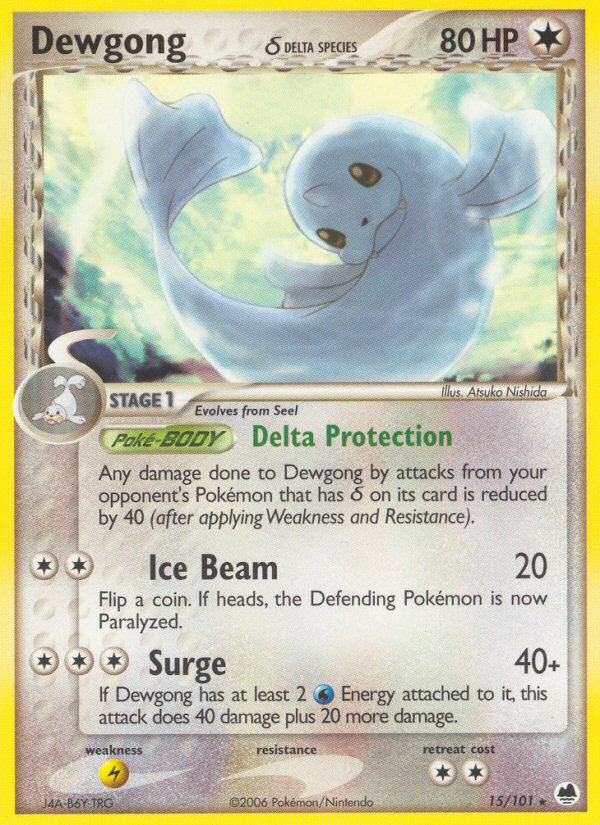 Pokemon | Dewgong (15/101) (Delta Species) [EX: Dragon Frontiers] | The Nerd Merchant