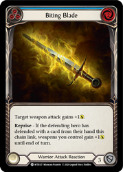 Flesh and Blood TCG | Biting Blade (Blue) [U-WTR137] (Welcome to Rathe Unlimited)  Unlimited Rainbow Foil | The Nerd Merchant