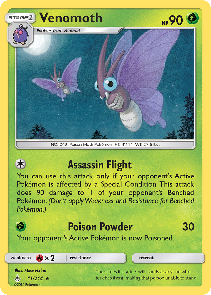 Pokemon | Venomoth (11/214) [Sun & Moon: Unbroken Bonds] | The Nerd Merchant