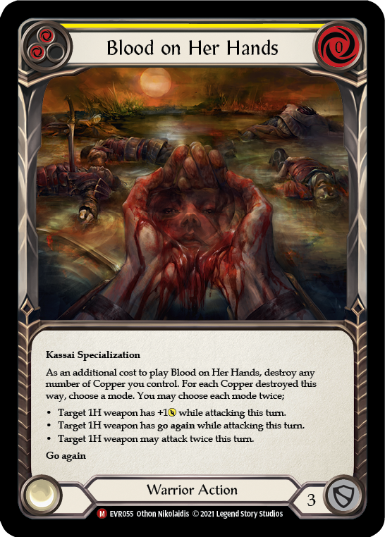 Flesh and Blood TCG | Blood on Her Hands [EVR055] (Everfest)  1st Edition Rainbow Foil | The Nerd Merchant