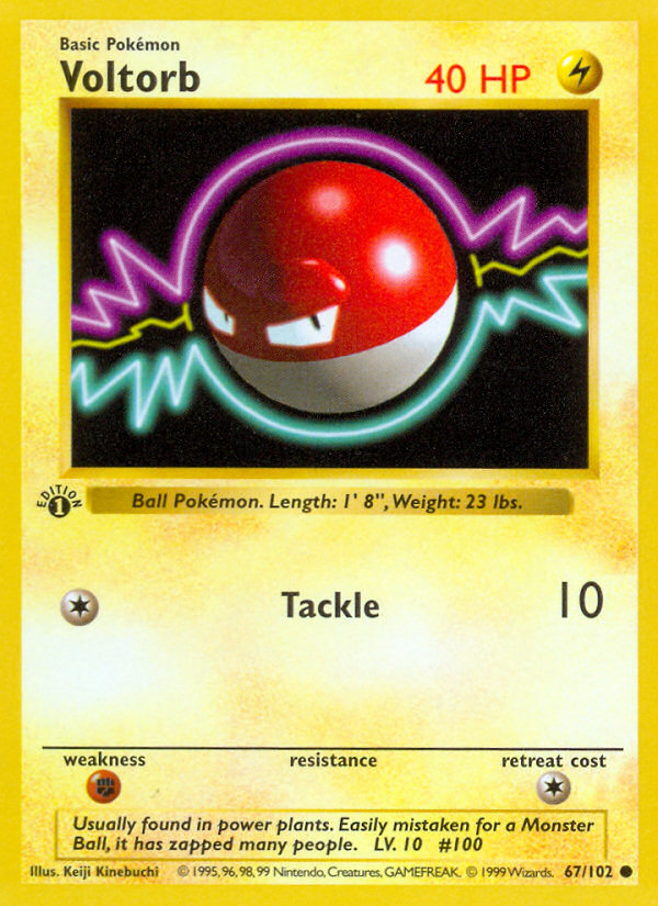Pokemon | Voltorb (67/102) (Shadowless) [Base Set 1st Edition] | The Nerd Merchant)