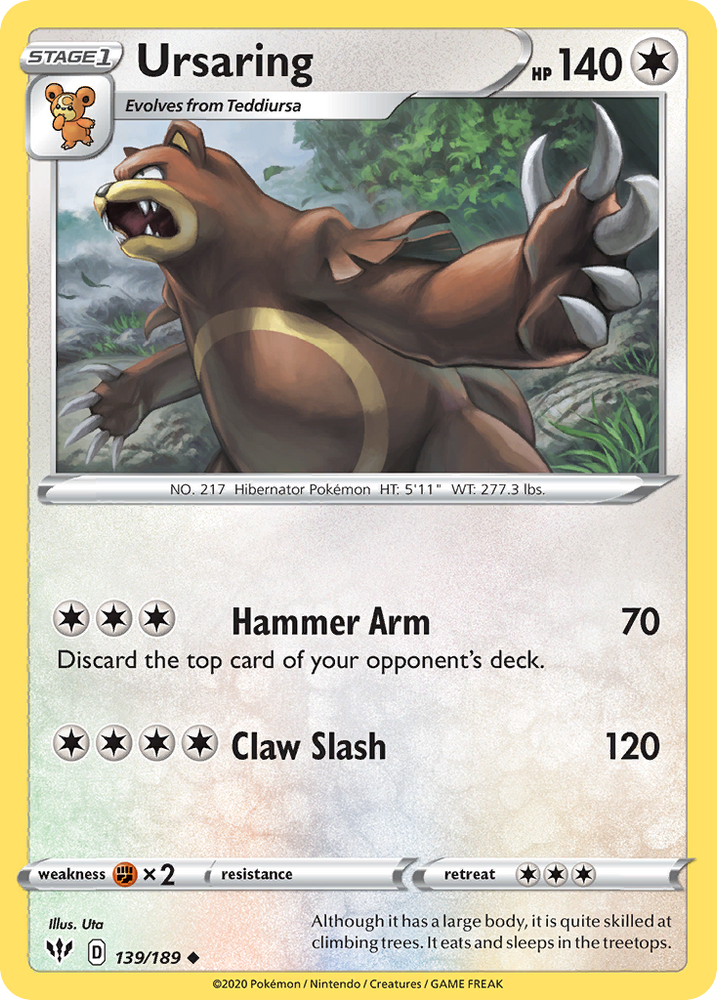 Pokemon | Ursaring (139/189) [Sword & Shield: Darkness Ablaze] | The Nerd Merchant