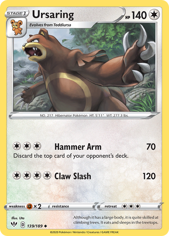 Pokemon | Ursaring (139/189) [Sword & Shield: Darkness Ablaze] | The Nerd Merchant