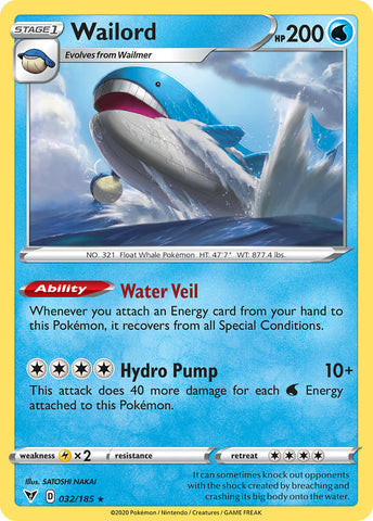 Pokemon | Wailord (032/185) [Sword & Shield: Vivid Voltage] | The Nerd Merchant
