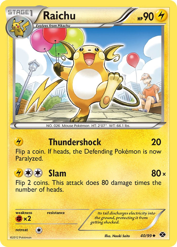 Pokemon | Raichu (40/99) (Cosmos Holo) (Blister Exclusive) [Black & White: Next Destinies] | The Nerd Merchant
