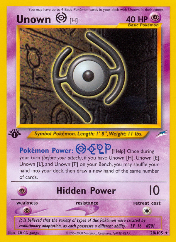 Pokemon | Unown [H] (28/105) [Neo Destiny 1st Edition] | The Nerd Merchant