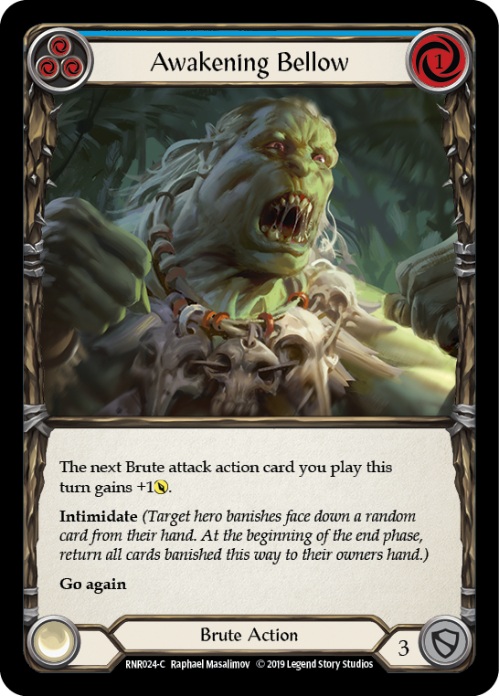 Flesh and Blood TCG | Awakening Bellow (Blue) [RNR024-C] (Rhinar Hero Deck)  1st Edition Normal | The Nerd Merchant