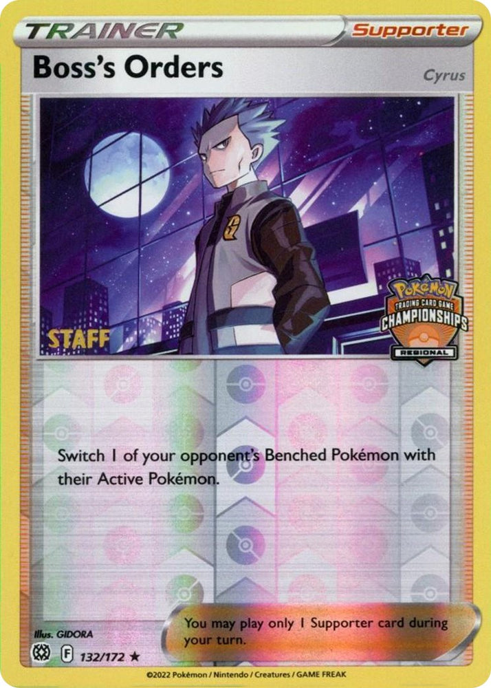 Pokemon | Boss's Orders (132/172) (Regional Championship Promo) (Staff) [Sword & Shield: Brilliant Stars] | The Nerd Merchant