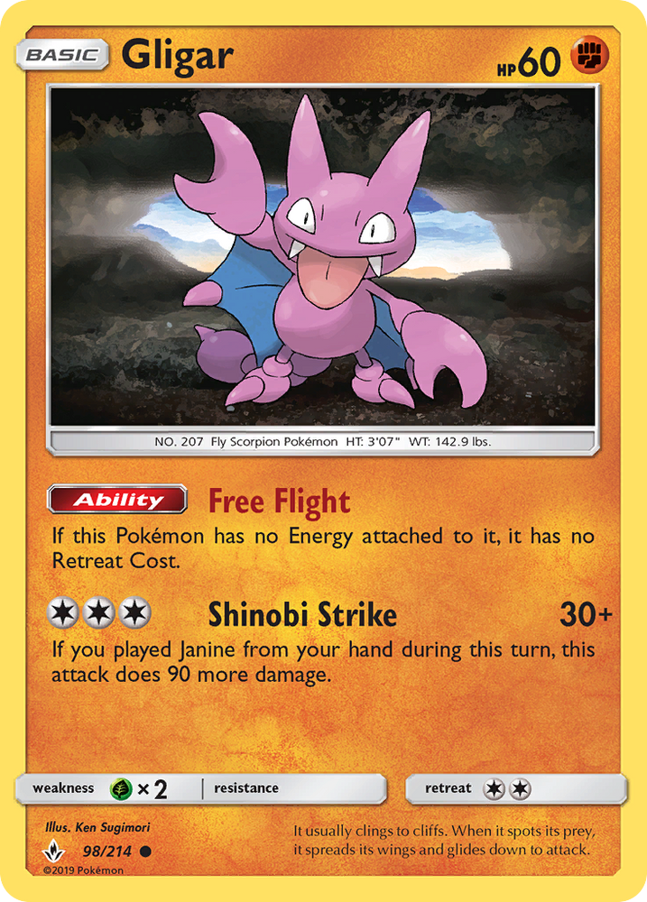 Pokemon | Gligar (98/214) [Sun & Moon: Unbroken Bonds] | The Nerd Merchant