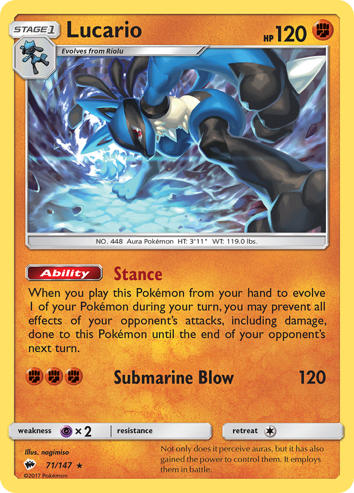 Pokemon | Lucario (71/147) [Sun & Moon: Burning Shadows] | The Nerd Merchant