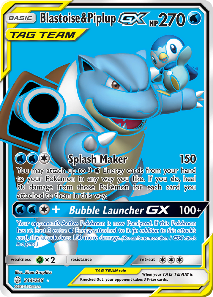 Pokemon| Blastoise & Piplup GX (214/236) [Sun & Moon: Cosmic Eclipse] | The Nerd Merchant
