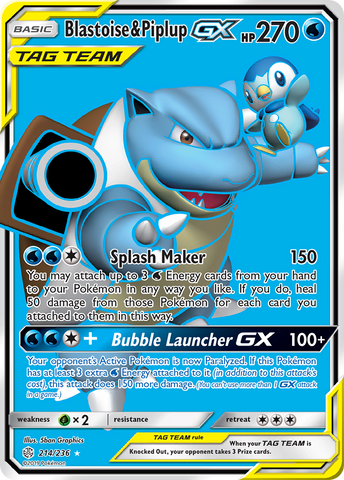 Pokemon| Blastoise & Piplup GX (214/236) [Sun & Moon: Cosmic Eclipse] | The Nerd Merchant