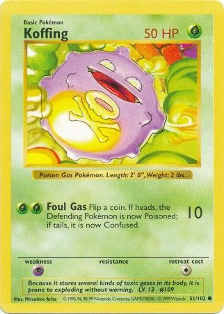 Pokemon | Koffing (51/102) [Base Set Shadowless Unlimited] | The Nerd Merchant