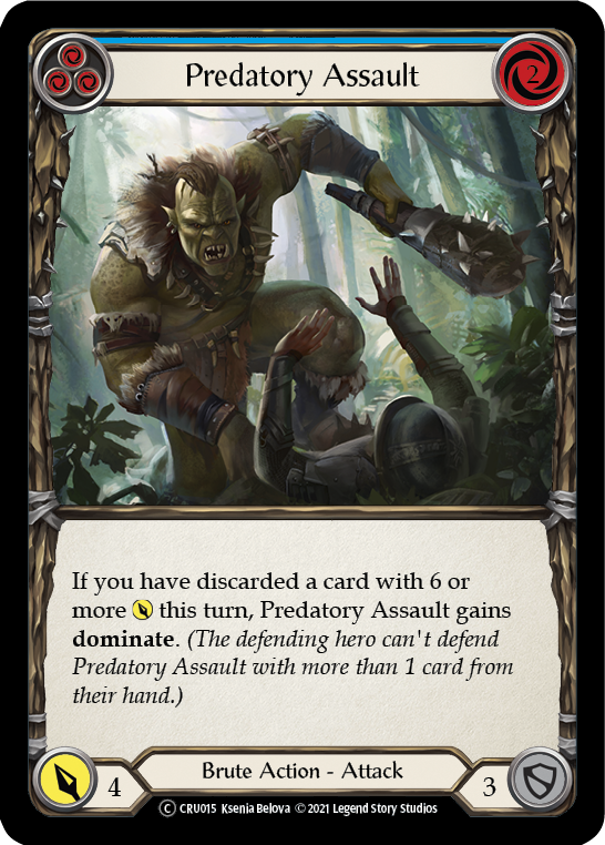 Flesh and Blood TCG | Predatory Assault (Blue) [U-CRU015] (Crucible of War Unlimited)  Unlimited Rainbow Foil | The Nerd Merchant