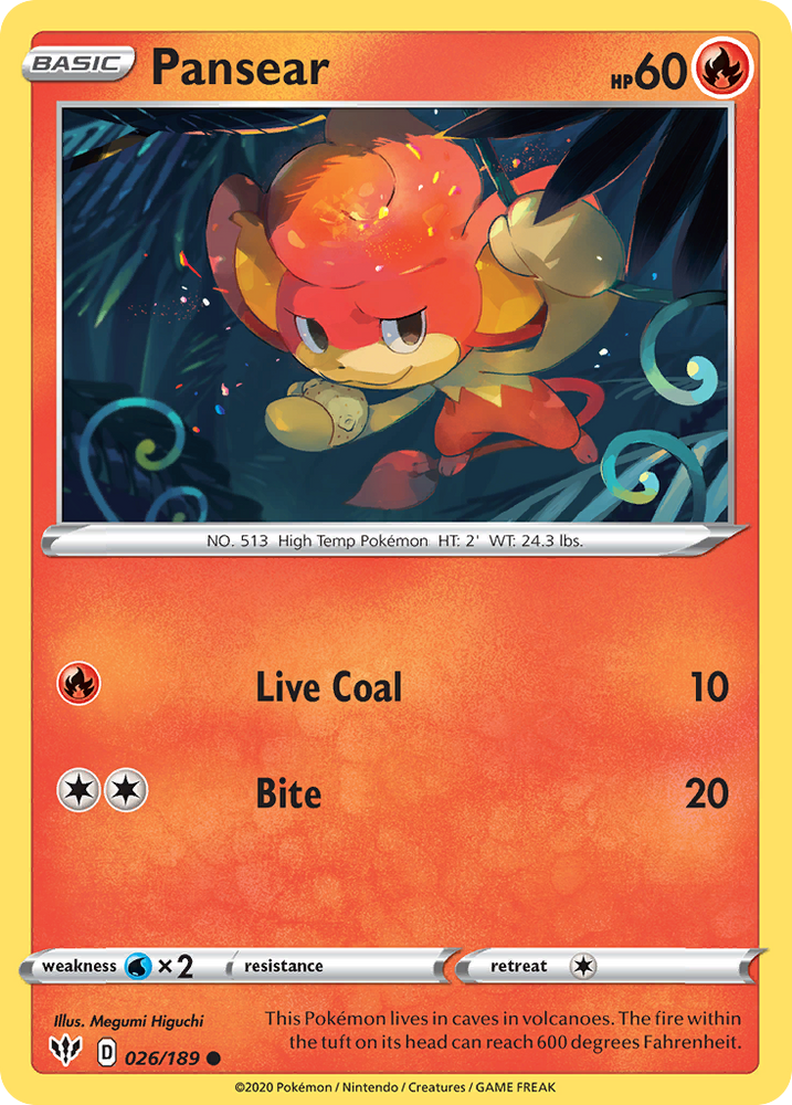 Pokemon | Pansear (026/189) [Sword & Shield: Darkness Ablaze] | The Nerd Merchant