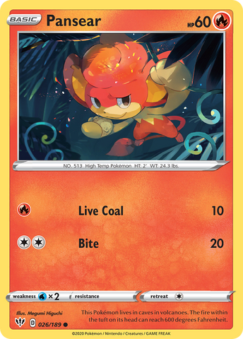 Pokemon | Pansear (026/189) [Sword & Shield: Darkness Ablaze] | The Nerd Merchant
