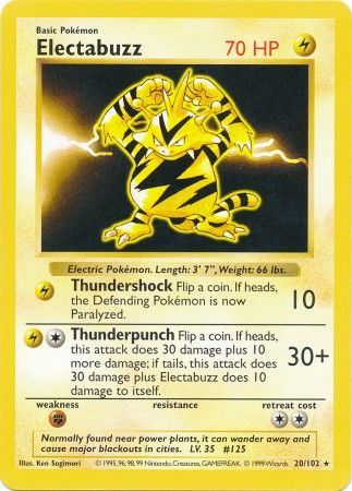 Pokemon | Electabuzz (20/102) [Base Set Shadowless Unlimited] | The Nerd Merchant