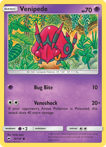 Pokemon | Venipede (56/147) [Sun & Moon: Burning Shadows] | The Nerd Merchant