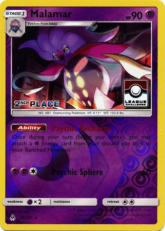 Pokemon | Malamar (51/131) (League Promo 2nd Place) [Sun & Moon: Forbidden Light] | The Nerd Merchant