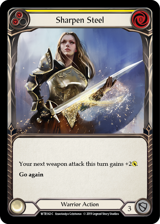 Flesh and Blood TCG | Sharpen Steel (Yellow) [WTR142-C] (Welcome to Rathe)  Alpha Print Normal | The Nerd Merchant