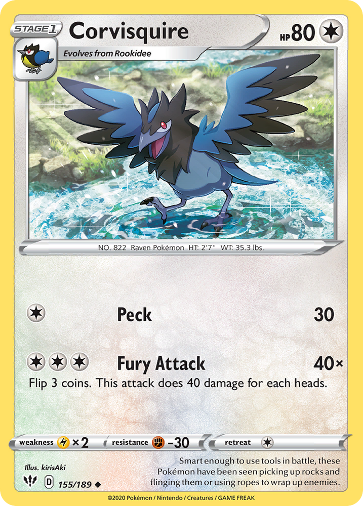 Pokemon | Corvisquire (155/189) [Sword & Shield: Darkness Ablaze] | The Nerd Merchant