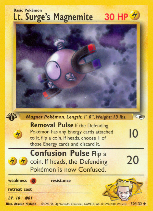 Pokemon | Lt. Surge's Magnemite (50/132) [Gym Heroes 1st Edition] | The Nerd Mechant