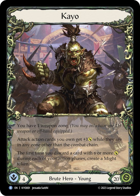 Flesh and Blood TCG | Kayo, Armed and Dangerous [KYO001] (Heavy Hitters Kayo Blitz Deck)  Rainbow Foil | The Nerd Merchant