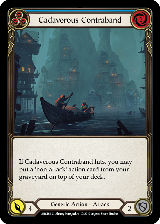 Flesh and Blood TCG | Cadaverous Contraband (Blue) [ARC181-C] (Arcane Rising)  1st Edition Rainbow Foil | The Nerd Merchant
