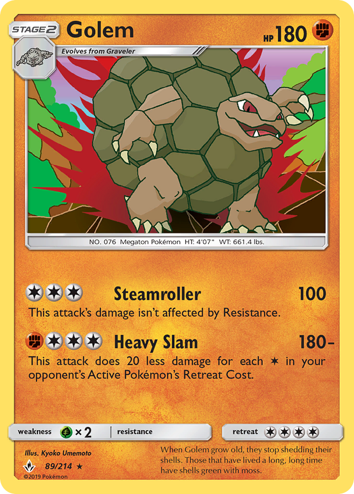 Pokemon | Golem (89/214) [Sun & Moon: Unbroken Bonds] | The Nerd Merchant