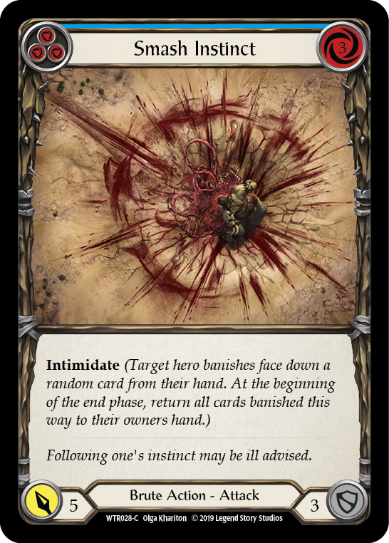 Flesh and Blood TCG | Smash Instinct (Blue) [WTR028-C] (Welcome to Rathe)  Alpha Print Rainbow Foil | The Nerd Merchant