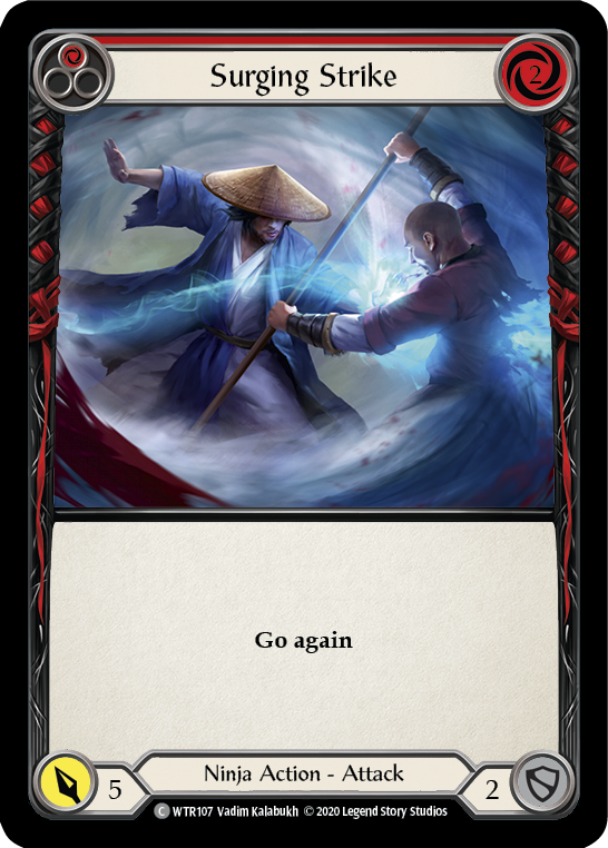 Flesh and Blood TCG | Surging Strike (Red) [U-WTR107] (Welcome to Rathe Unlimited)  Unlimited Rainbow Foil | The Nerd Merchant