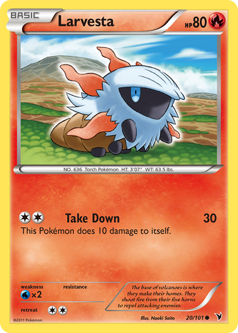 Pokemon | Larvesta (20/101) [Black & White: Noble Victories] | The Nerd Merchant