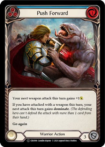 Flesh and Blood TCG | Push Forward (Blue) [U-CRU096] (Crucible of War Unlimited)  Unlimited Normal | The Nerd Merchant