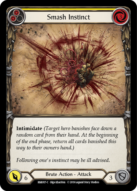 Flesh and Blood TCG | Smash Instinct (Yellow) [RNR017-C] (Rhinar Hero Deck)  1st Edition Normal | The Nerd Merchant