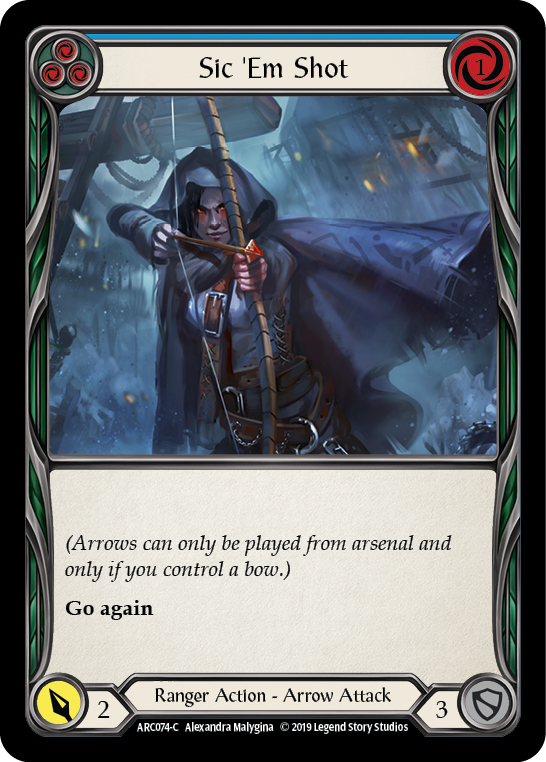 Flesh and Blood TCG | Sic 'Em Shot (Blue) [ARC074-C] (Arcane Rising)  1st Edition Rainbow Foil | The Nerd Merchant