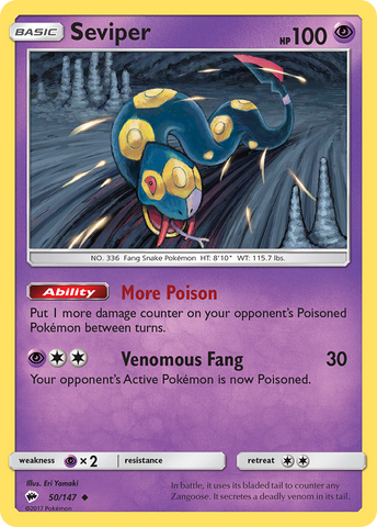 Pokemon | Seviper (50/147) [Sun & Moon: Burning Shadows] | The Nerd Merchant