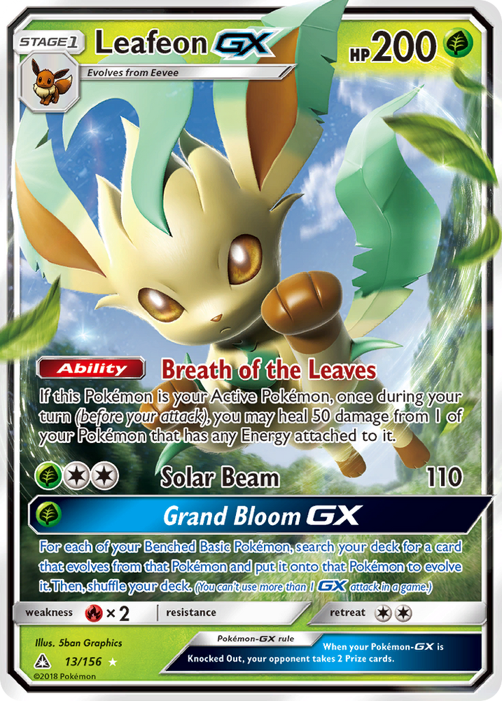 Pokemon | Leafeon GX (13/156) [Sun & Moon: Ultra Prism] | The Nerd Merchant