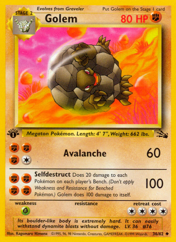 Pokemon | Golem (36/62) [Fossil 1st Edition] | The Nerd Merchant