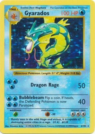 Pokemon | Gyarados (6/102) [Base Set Shadowless Unlimited] | The Nerd Merchant