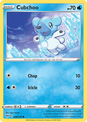 Pokemon | Cubchoo (048/189) [Sword & Shield: Darkness Ablaze] | The Nerd Merchant