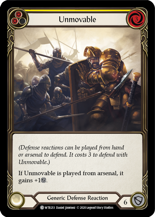 Flesh and Blood TCG | Unmovable (Yellow) [U-WTR213] (Welcome to Rathe Unlimited)  Unlimited Rainbow Foil | The Nerd Merchant