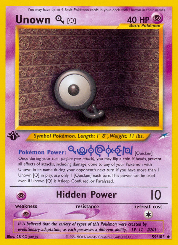 Pokemon | Unown [Q] (59/105) [Neo Destiny 1st Edition] | The Nerd Merchant