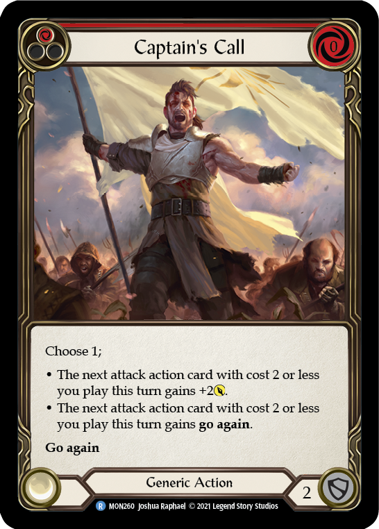 Flesh and Blood TCG | Captain's Call (Red) [MON260-RF] (Monarch)  1st Edition Rainbow Foil | The Nerd Merchant