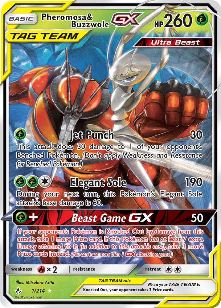 Pokemon | Pheromosa & Buzzwole GX (1/214) [Sun & Moon: Unbroken Bonds] | The Nerd Merchant