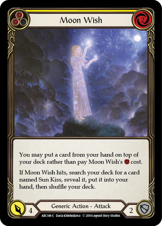 Flesh and Blood TCG | Moon Wish (Yellow) [ARC186-C] (Arcane Rising)  1st Edition Rainbow Foil | The Nerd Merchant